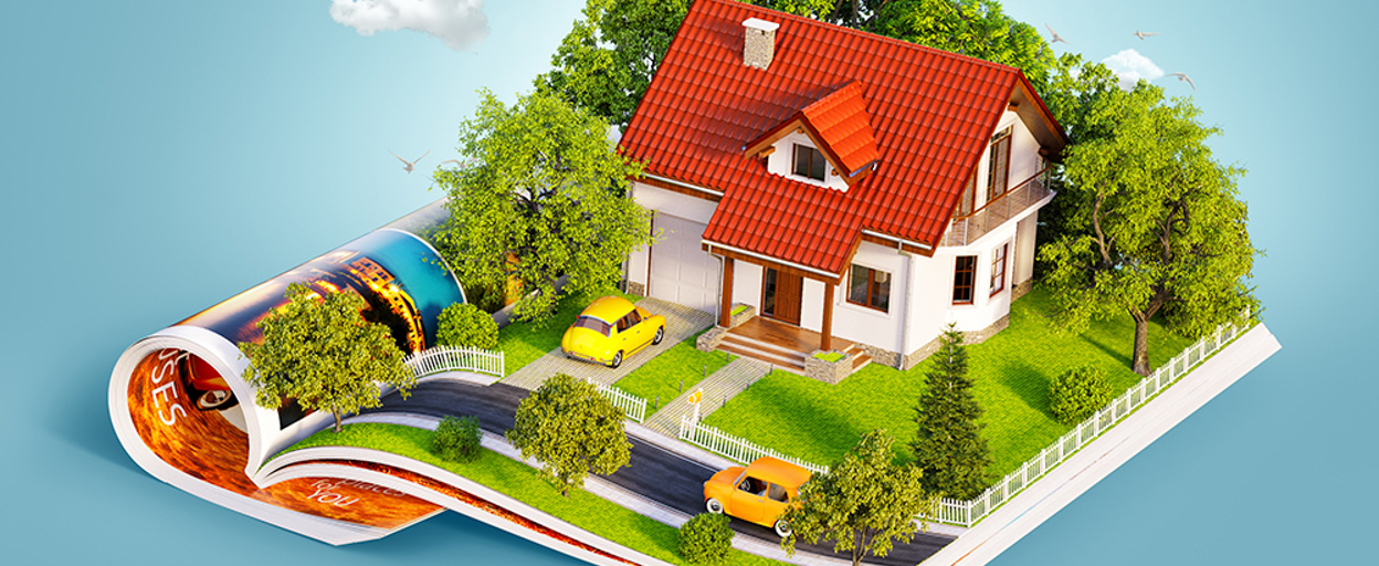 A generated image of a house popping outside of a magazine