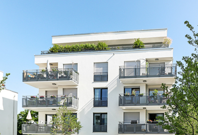 Front view of apartment building